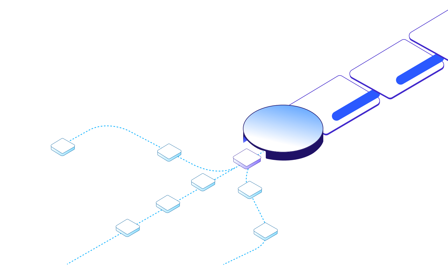 Connected data services and application layers sharing a central application model.