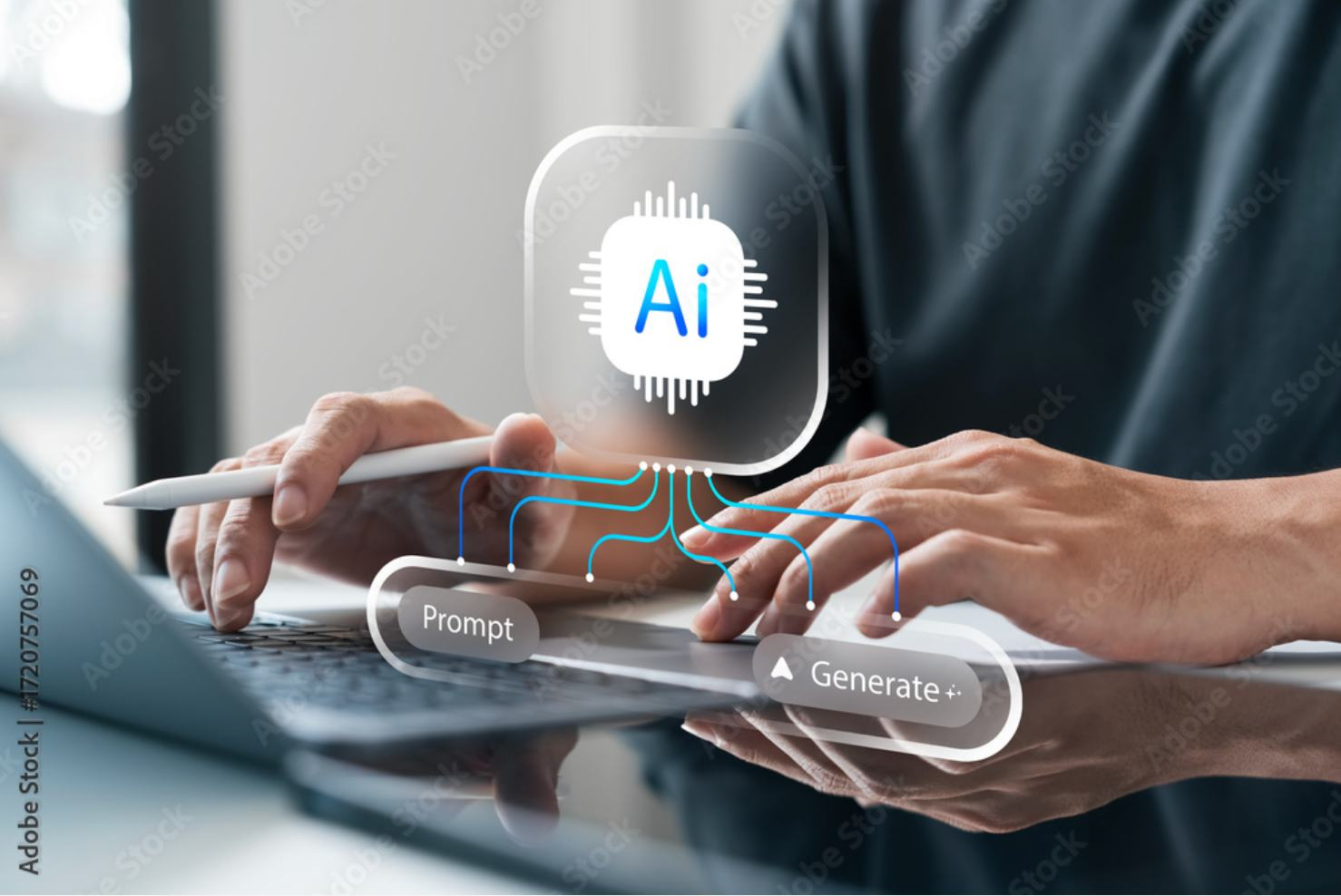 Person using AI-assisted workflow interface